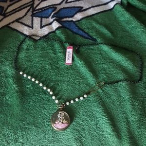 Betsey Johnson NWT watch necklace Alice rabbit